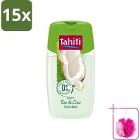 Tahiti 15 x - Douchegel - Kokos Water - 0% Kleurstof - 250 ml - Bulkverpakking - Douchegel kokos water - Douchemop - Kokos water douchegel