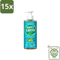Happy Earth 15 x – Handzeep – 100% Natuurlijk Cedar Lime – 300 ml - Wasstrips - Natuurlijke Handzeep - Ceder En Limoen - Handzeep Vegan - Handzeep Antibacterieel - Handzeep Voor Huid