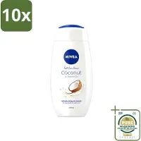 Nivea 10 x - Huid Beschermende Douchecreme - Kokosnoot - 250 ml - Wasstrips - Douchecrème - Kokosnoot - Huidbeschermend - Hydratatie - Huidverzorging