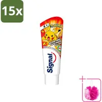 Signal 15 x - Pokémon - Tandpasta - Milde Munt Smaak - Anti-Tandsteen - Kinder 6+ Jaar - 75 ml - Bulkverpakking - Tandpasta voor kinderen - Douchemop - Anti-tandsteen tandpasta
