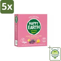 Happy Earth 5 x – Shower Bar – 100% Natuurlijk Lavender Ylang – 90 g - Grootverpakking - Vaatwasstrips - Douchegel - Natuurlijke Douchegel - Lavendel - Ylang-ylang - Sheaboter