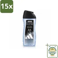 Adidas 15 x – Douchegel 3-in-1 – Dynamic Pulse – 250 ml - Wasstrips - Douchegel - Sportieve Douchegel - Frisse Muntgeur - Energie Boost - Huidverzorging