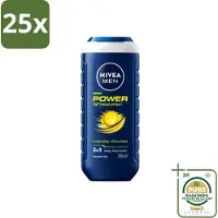 Nivea 25 x - Men - Douchegel - Power Refresh - 250 ml - Wasstrips - Douchegel Voor Mannen - 3-in-1 Douchegel - Douchegel Voor Gezicht En Haar - Verfrissende Geur - PH-huidneutraal