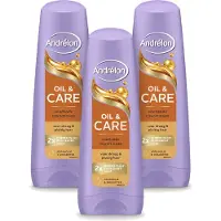 Unilever 3 x Andrélon Oil & Care Conditioner voor droog en kroeshaar, 200 ml - Voordeelverpakking - 3 stuks