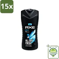 Axe 15 x - 3-in-1 Douchegel - Apollo - Sage & Cedarwoord - All Day Fresh - 400 ml - Grootverpakking - Vaatwasstrips - Douchegel - Lichaam - Gezicht - Haar - Salie