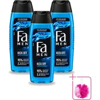Fa 3 x Men - Douchegel - Kick Off - Verfrissend & Energiek - Verzorgend - 250 ml - Bulkverpakking - Douchegel voor mannen - Douchemop - Watermunt geur