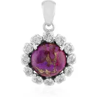 Cavill - Ronde Elegante Hanger - 925 Sterling Zilver Gerhodineerd - Paarse Kingman Mohave Turkoois 2,205 ct - Witte Topaas 0,313 ct