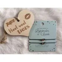 Miko Creaties van hier – Hart Armband Dubbel - goud – zilver – 8x9 – verstelbaar - Bijzonder & Uniek - met houten hartje