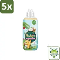 Robijn 5 x - Kokos Sensation - Wasverzachter - Tropische Geur - 33 Wasbeurten - 825 ml - Grootverpakking - Vaatwasstrips - Wasverzachter - Kokosgeur - Wasroutine - Zachte Kleding - Tropisch Geur