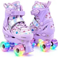 Suotu Rolschaatsen - Verstelbare - lichtgevende wielen - Maat 29-32 - Paars - S