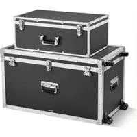 OEM VEVOR 2 stuks transportkoffer, opbergkoffer, opbergbox, afsluitbaar, grote opbergbox (816 x 452 x 460 mm) met wielen en 3 metalen handgrepen, transportkoffer met deksels voor woning, zwart