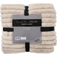 Lalee Plush Fleece deken plaid zacht gestreept 3d furr bont plaid 150x200cm beige