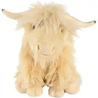 Living Nature Knuffel Schotse Hooglander wit met geluid