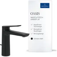 Villeroy & Boch Oasis wastafelmengkraan, trekstang, waterbesparend, mat zwart, 114mm