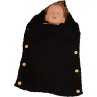 CHPN - Baby Slaapzak - Baby doek - Baby slaap zak - Met Knopen - Zwart - Babykamer - Kraamkado - Baby Uitzetlijst - Gebreide deken voor de baby