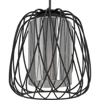 Eglo 99705 Floresta Hanglamp Staal Zwart/Gestoomd Glas Zwart Transparant - 1 x E27