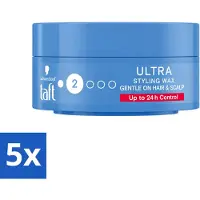 Taft 5 x - Ultra 2 - Styling Wax - Flexibele textuur - 75 ml - Voordeelverpakking - 5 stuks