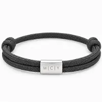 Yehwang Touw Armband met Namen of Initialen Zilver, Grijs