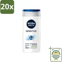 Nivea 20 x - Men - Sensitive Douchegel - Hydraterend - 250 ml - Wasstrips - Gevoelige Huid - Douchegel - Hydraterend - Huidverzorging - Mannelijke Geur