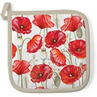 Ambiente Pannenlap Poppy all over white - - 20x20 cm