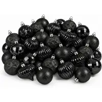 Mica Decorations Kerstbal Onbreekbaar Zwart 40 Stuks - Kerstballenset met Diameter van 6 cm - Kerstballen van Gerecycled Polystyreen - Kerstboomversiering voor Binnen - Zwart