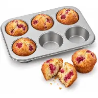 Cheqo Muffinvorm 6 Vaks Metaal - Muffinbakvorm - Cupcakevorm - Muffin Bakblik - Cupcake Bakvorm - Muffinpan - Bakplaat voor Muffins - Cupcake Tray - Bakgerei - Bakbenodigdheden