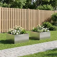 vidaXL Plantenbak 2 st zilver 100 x 100 x 40 cm Roestvrij staal