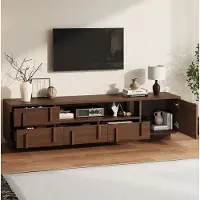 OKWISH TV-meubel met 4 lades, open vakken en een kastruimte, modern tv-meubel voor televisies tot 75 inch, notenhout