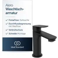 Ideal standard Alero wastafelkraan, push-open afvoer, waterbesparend – Matzwart