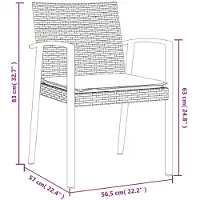 vidaXL Tuinstoelen met kussens, 4 stuks, zwart, 56,5x57x83cm, polyrotan