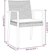 vidaXL 7-delige Tuinset met kussens poly rattan en staal