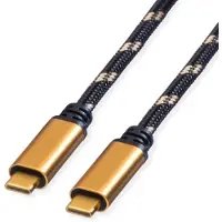 Secomp GOLD USB4 Gen3x2 kabel, Type-C naar Type-C, recht/recht, 8K UHD-2, 40 Gbit/s, 100W, zwart/goud, 2 meter
