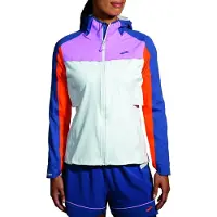 Brooks High Point waterdichte damesjas, in de kleuren grijs/fel oranje/Turks blauw