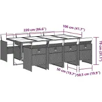 vidaXL 9-delige Tuinset poly rattan zwart