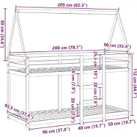 vidaXL Stapelbed met dak massief grenenhout 80x200 cm
