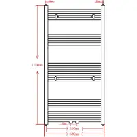 vidaXL Radiator / handdoekenrek recht 600x1160 mm zwart