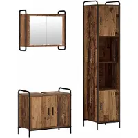 vidaXL Badkamerkast set 3 st Oud hout 40 x 36 x 181 cm Bewerkt hout