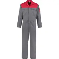 Bestex EM Workwear Overall 100% katoen 2-kleurig grijs-rood maat 46