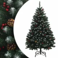 vidaXL - Scharnierende - kunstkerstboom - 180 - cm - PVC - Groen - en - Wit