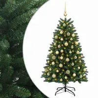 vidaXL - Kunstkerstboom - middengroen - met - kerstbal - 150 - cm - 150 - LED's