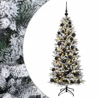 vidaXL - Kunstkerstboom - met - kerstbal - 150 - cm - 150 - LED's - Warmwit - PVC - en - PE