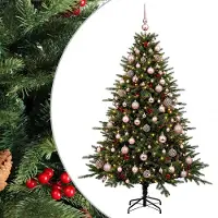 vidaXL Kunstkerstboom met kerstbal 210 cm 300 LED's Warmwit