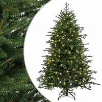 vidaXL - Kunstmatige - Hinged - Kerstboom - 240 - cm - 300 - LED's - Warmwit
