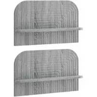 vidaXL Wandplank 2 st Grijs Sonoma 60 x 13,5 x 37,5 cm Bewerkt hout