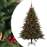 vidaXL Kunstkerstboom met kerstbal 120 cm 150 LED's Warmwit