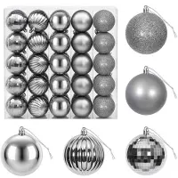 vidaXL - Kerstballenset - 50 - st - Grijs - 8 - cm - Polystyreen