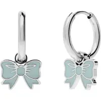 Lucardi Kinder Stainless steel kinderoorringen met lichtgroene strik - Oorbellen - Staal - Zilverkleurig