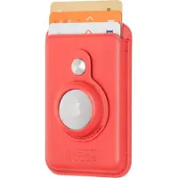 AdroitGoods Magnetische Pasjeshouder – Geschikt voor iPhone met MagSafe-ondersteuning – RFID – PU-Leder – Compatibel met Apple AirTag - Leder/Rood