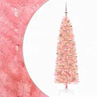 vidaXL Smalle kunstkerstboom met kerstballen 180 cm 300 LED's Warmwit