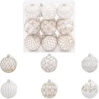 vidaXL - Kerstbalset - XL - 18 - st - Wit - en - Roze - Goud - 8 - cm - Polystyreen